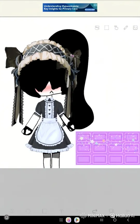 Animated Character Enjoying Purple Chocolate in a Maid Outfit – AI Generated Video | Hailuo AI