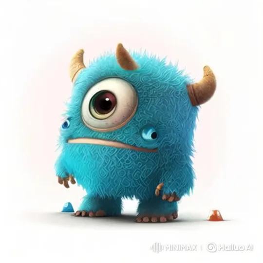 Blue Monster Dancing Joyfully in a White Background – AI Generated Video | Hailuo AI