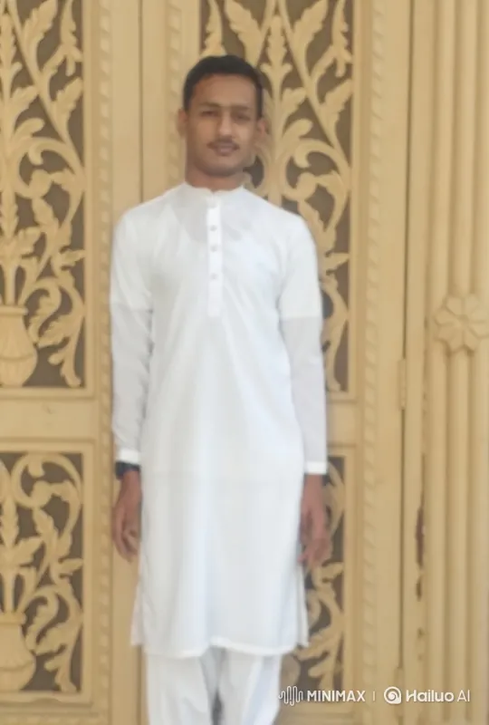Young Man in White Approaches Sedan by Ornate Wall – AI Generated Video | Hailuo AI