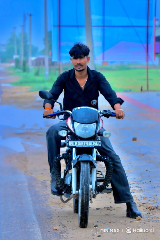 Young Man Meets Narendra Modi Lookalike on Wet Road – AI Generated Video | Hailuo AI