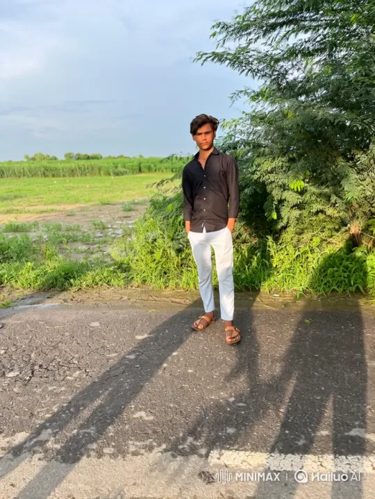 Young Couple in Traditional Outfits Stands Together on Rural Road – AI Generated Video | Hailuo AI