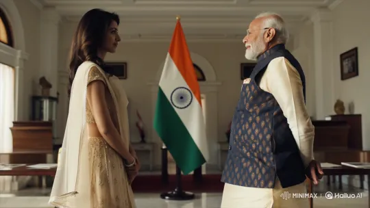 Formal Meeting: Individual Shakes Hands with PM Modi – AI Generated Video | Hailuo AI