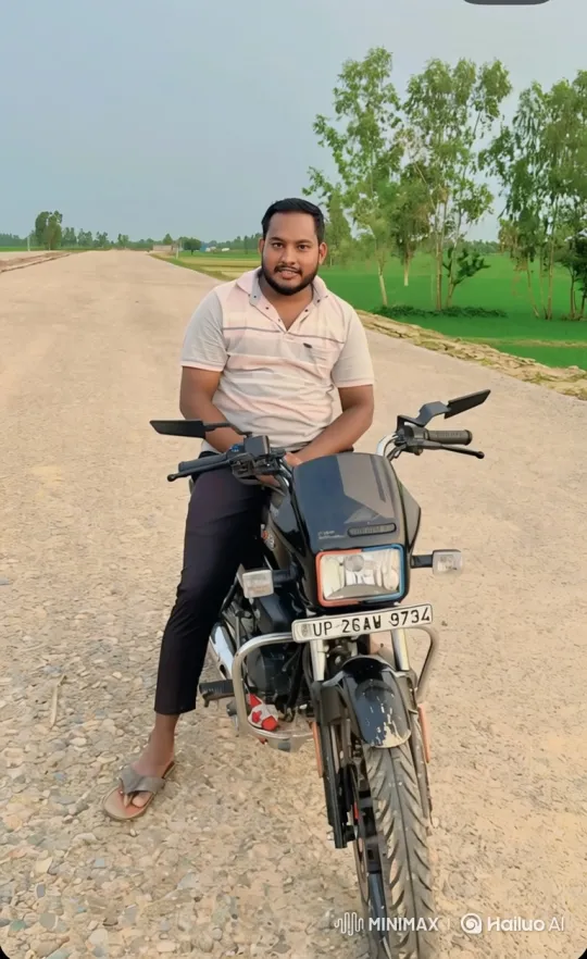 Man on Motorcycle in Serene Countryside – AI Generated Video | Hailuo AI