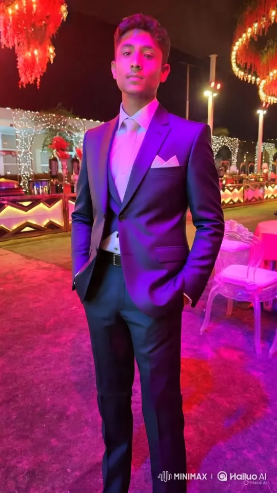 Confident Young Man at Festive Evening Event – AI Generated Video | Hailuo AI