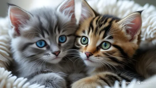 Adorable Kittens Snuggle in a Cozy Bed – AI Generated Video | Hailuo AI