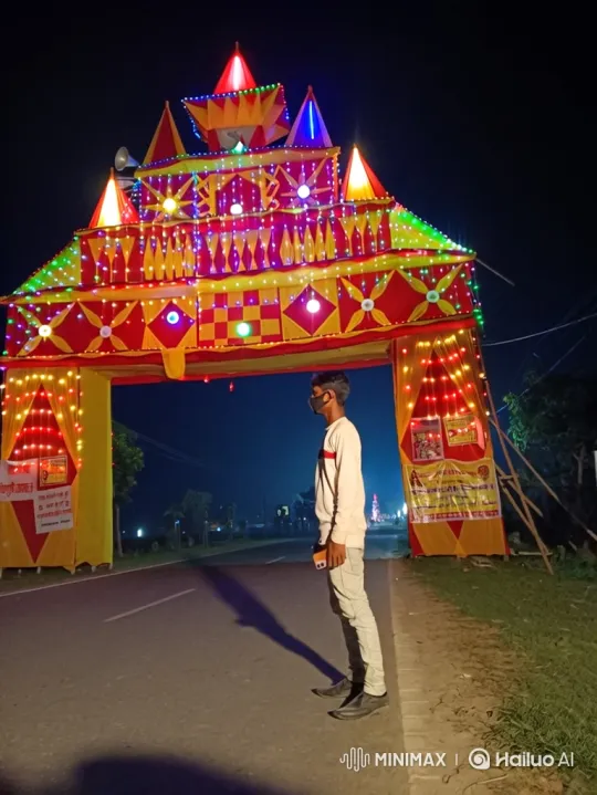 Narendra Modi greets young man at night under lit archway – AI Generated Video | Hailuo AI