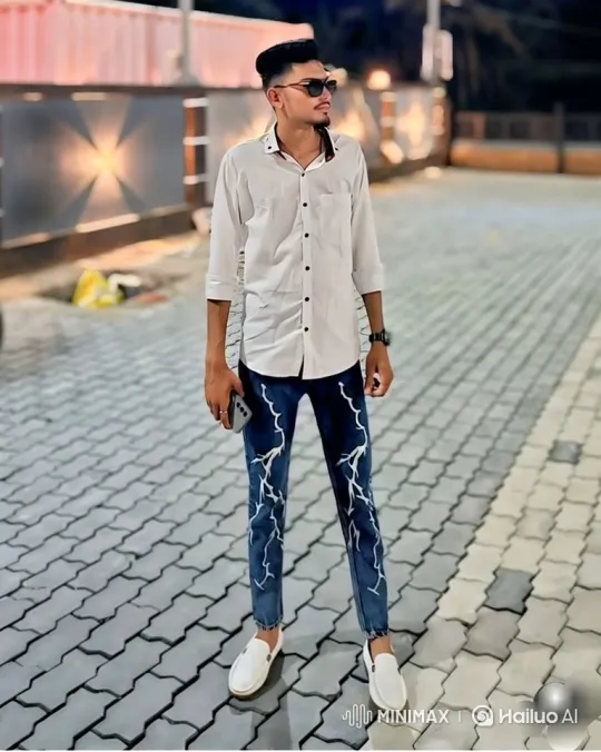 Young Man Contemplating on Brick Pavement at Night – AI Generated Video | Hailuo AI