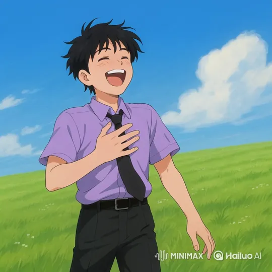 Joyful Young Man Laughing in a Meadow – AI Generated Video | Hailuo AI
