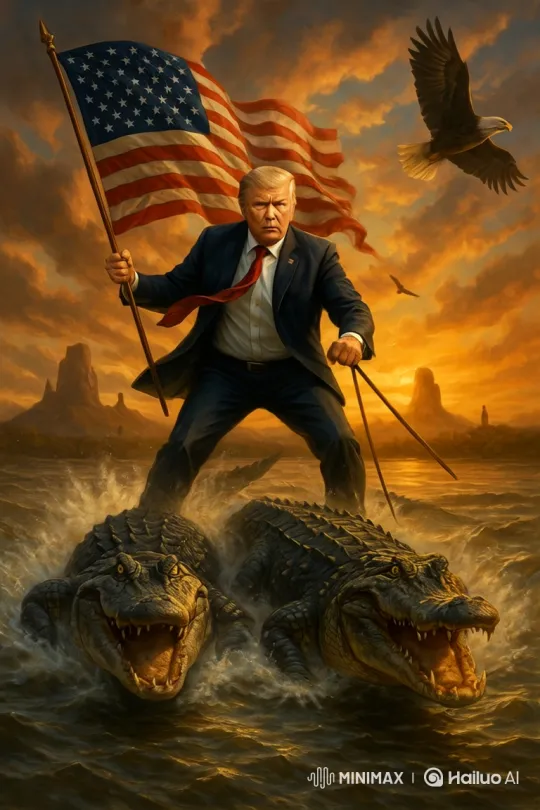 Political Figure Triumphs Over Challenges Amidst Symbolic Imagery – AI Generated Video | Hailuo AI
