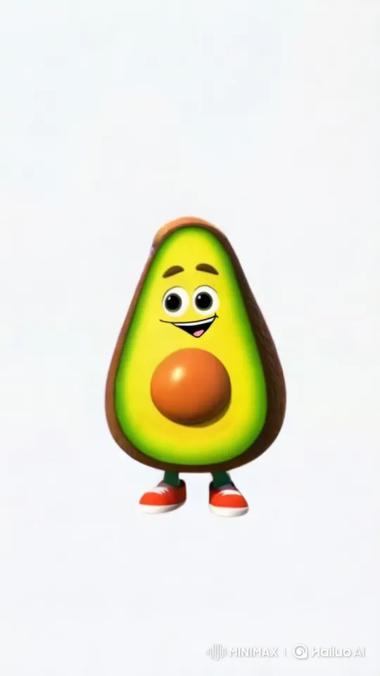 Cheerful Avocado Joyfully Jogs Through Lush Park – AI Generated Video | Hailuo AI