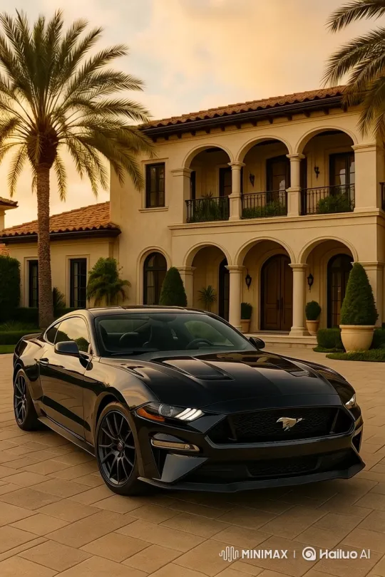 Golden Hour Mustang: Emblem of Power and Design – AI Generated Video | Hailuo AI