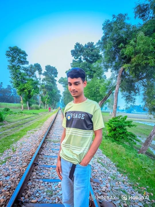 Young Couple's Peaceful Moment on Railroad Tracks – AI Generated Video | Hailuo AI