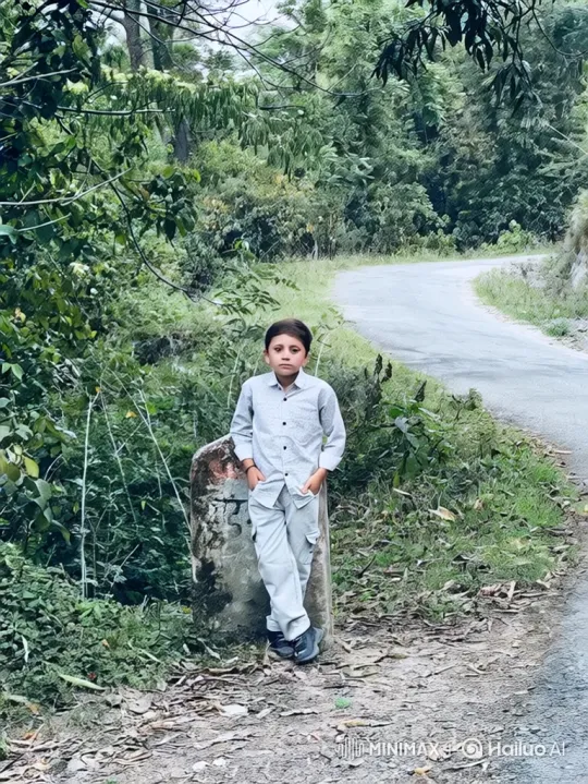 Young Boy Meets Older Man by Forest Road – AI Generated Video | Hailuo AI