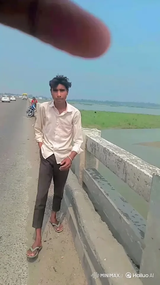 Young Man on Bridge with Changing Sky – AI Generated Video | Hailuo AI