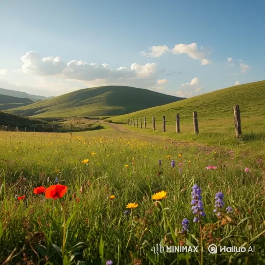 Animals Peacefully Coexist in a Sunny Meadow – AI Generated Video | Hailuo AI