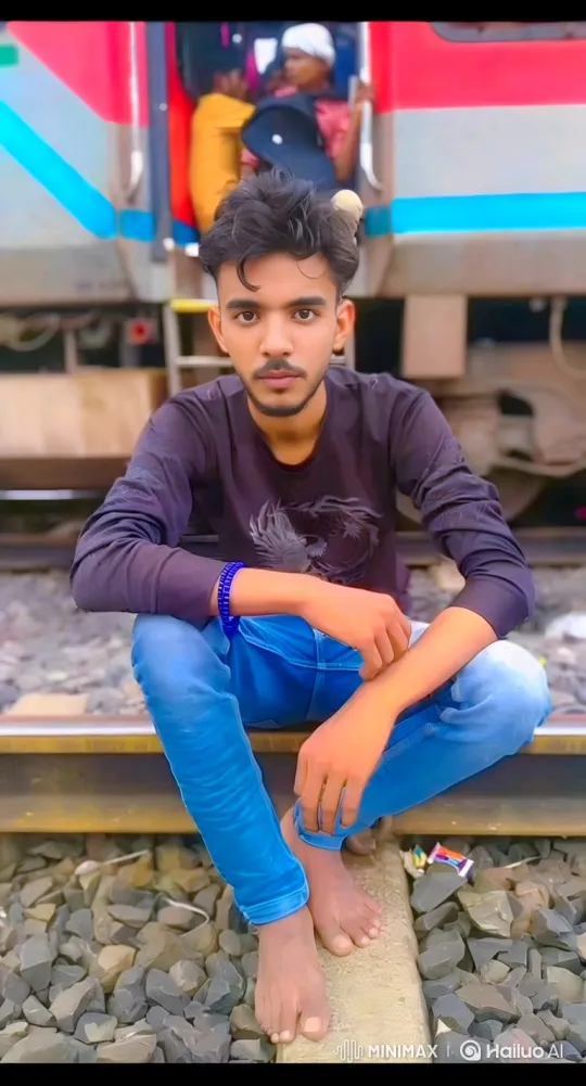 Young Man Contemplates by Railway Track – AI Generated Video | Hailuo AI
