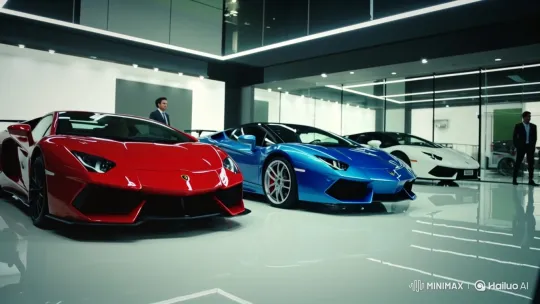Lamborghini Showcase in Modern Showroom – AI Generated Video | Hailuo AI