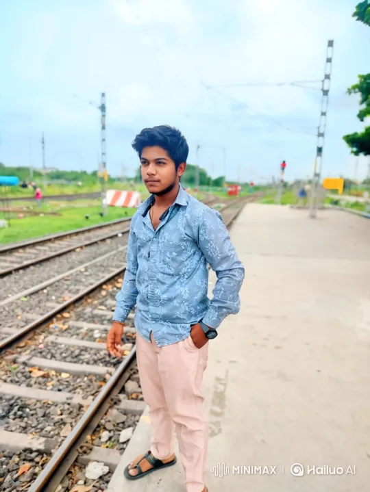 Contemplative Man on Railway Platform Amidst Nature – AI Generated Video | Hailuo AI