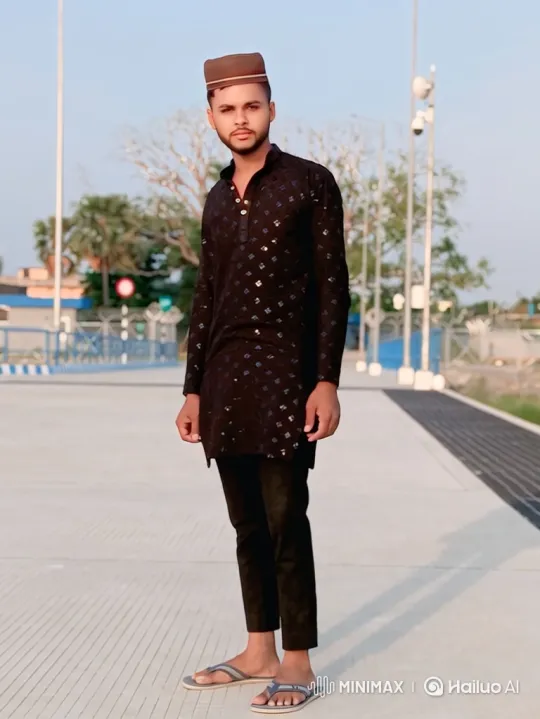Young Man on Pathway Maintains Steady Gaze – AI Generated Video | Hailuo AI