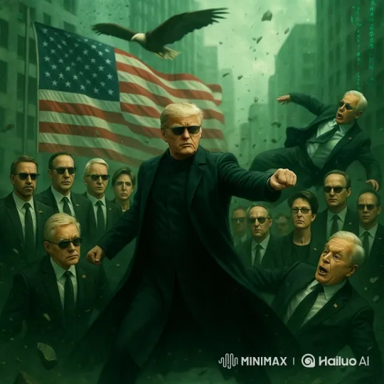 Trump-Like Figure in Matrix-Inspired Action Scene – AI Generated Video | Hailuo AI
