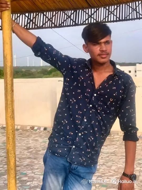 Young Man on Patio Amidst Wind Turbines – AI Generated Video | Hailuo AI