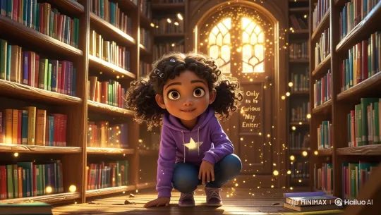 8-Year-Old Luna Explores Magical School Library – AI Generated Video | Hailuo AI