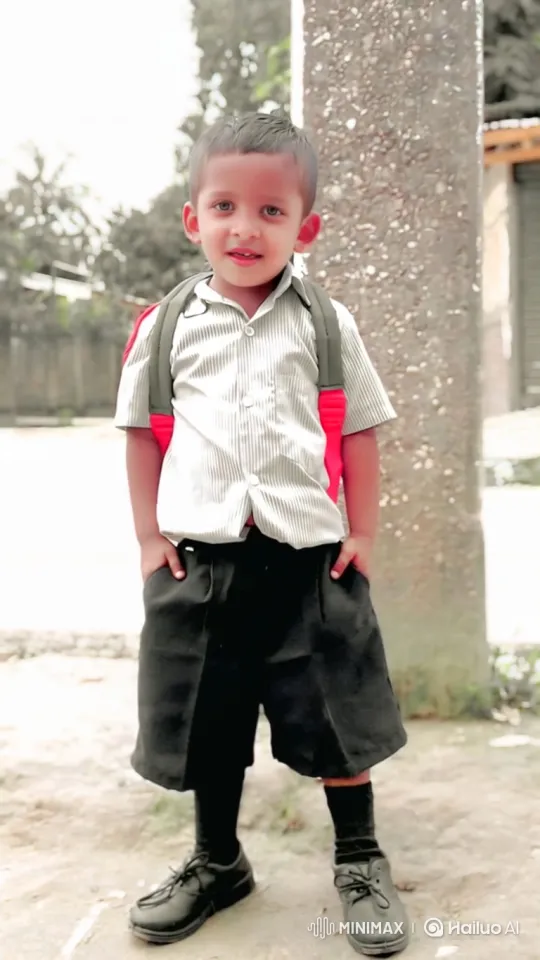 Young Boy Approaches Camera with Cheerful Smile – AI Generated Video | Hailuo AI