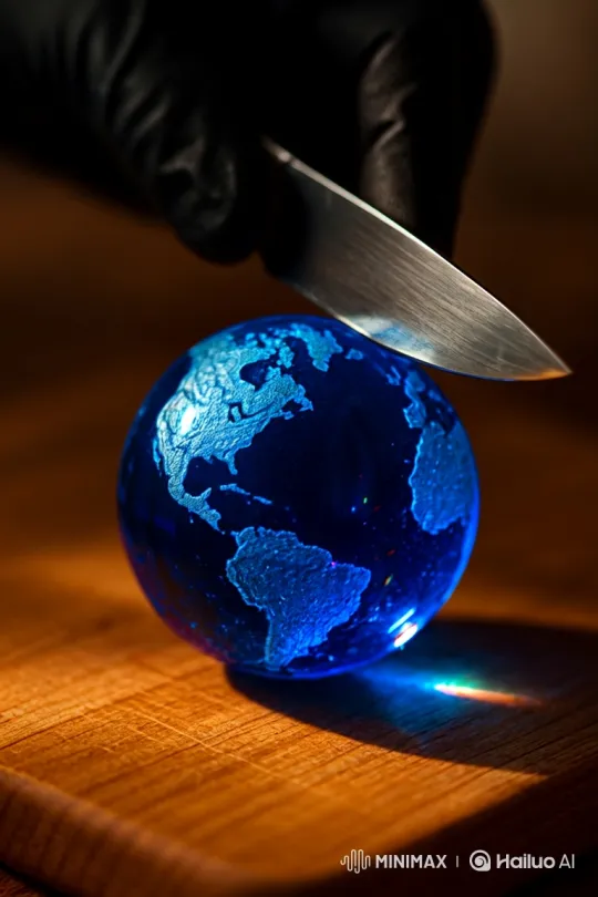 Cutting a Glowing Globe Reveals Slimy Interior – AI Generated Video | Hailuo AI