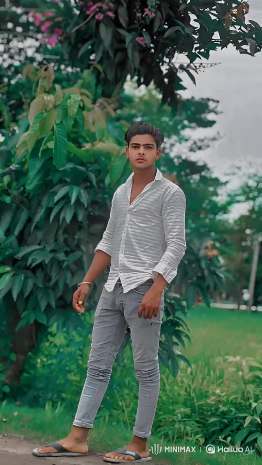 Young Man in Park: Calm Gaze Amidst Shifting Scenery – AI Generated Video | Hailuo AI