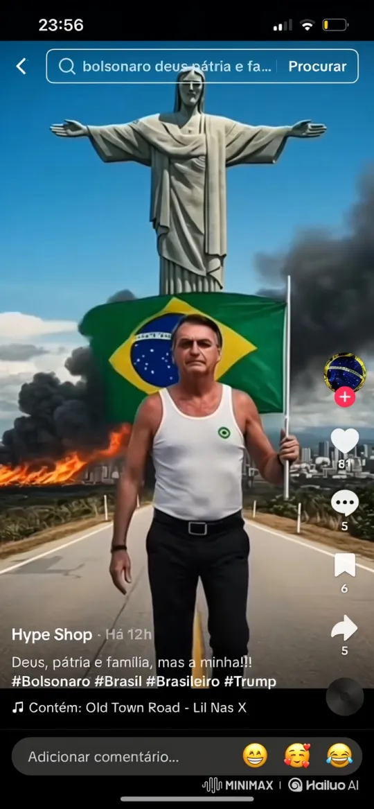 Patriotic Man Stands Amidst Chaos with Brazilian Flag – AI Generated Video | Hailuo AI