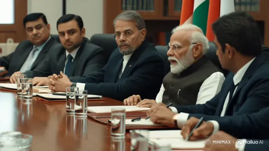 Indian PM Modi Conducts Serious Meeting in Formal Setting – AI Generated Video | Hailuo AI