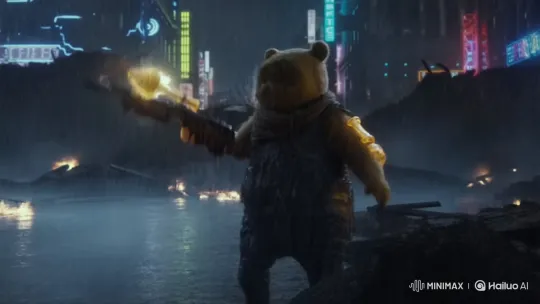 Cyberpunk Apocalypse: Tactical Winnie the Pooh – AI Generated Video | Hailuo AI
