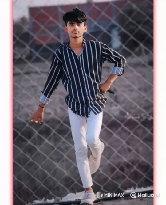 Confident Young Man in Striped Shirt - Close-Up Video – AI Generated Video | Hailuo AI