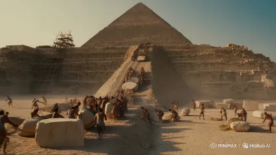 Ancient Egyptian Workers Constructing a Great Pyramid – AI Generated Video | Hailuo AI