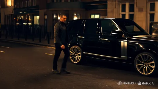 London Gangster's Dramatic Arrival in Urban Night – AI Generated Video | Hailuo AI