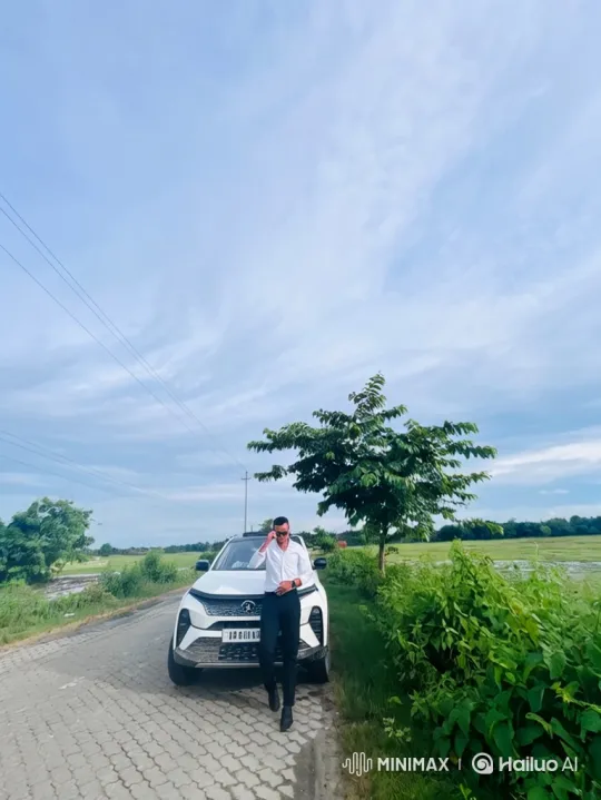 Man Stands Confidently by the SUV, Viewpoint Retracts from Outer Space – AI Generated Video | Hailuo AI