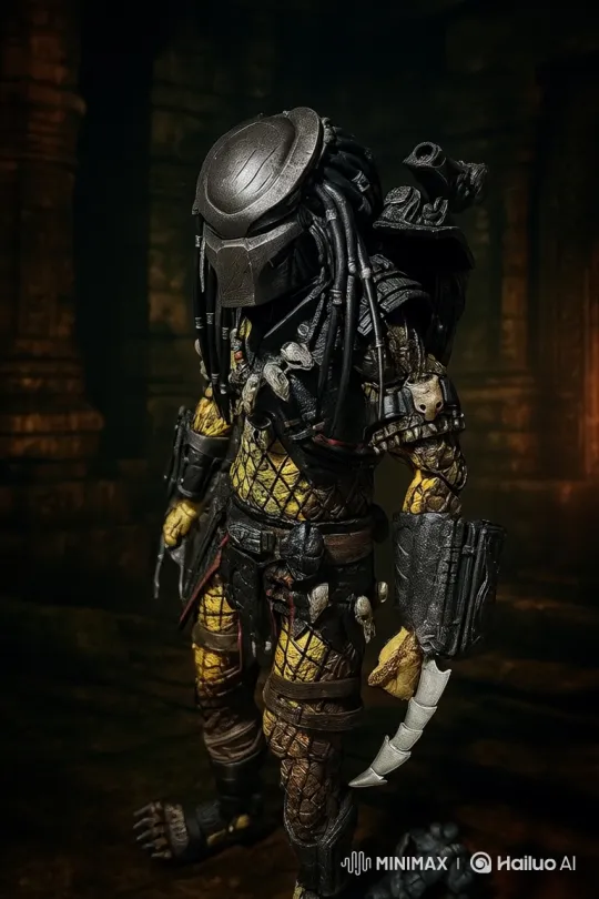 Predator Stands Guard in Ancient Temple – AI Generated Video | Hailuo AI