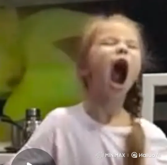 Young Girl Screams on Wooden Toilet Seat – AI Generated Video | Hailuo AI