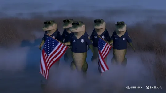 Anthropomorphic Alligators in Patriotic Dance with Flag – AI Generated Video | Hailuo AI