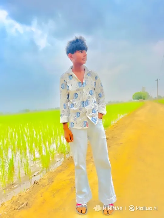 Young Boy Stands by Flooded Rice Paddy – AI Generated Video | Hailuo AI