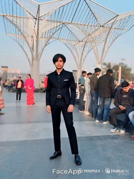 Confident Young Man in Bustling Plaza Setting – AI Generated Video | Hailuo AI