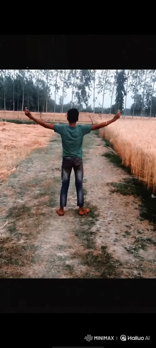 Person Embraces Freedom in Moving Wheat Field Panorama – AI Generated Video | Hailuo AI