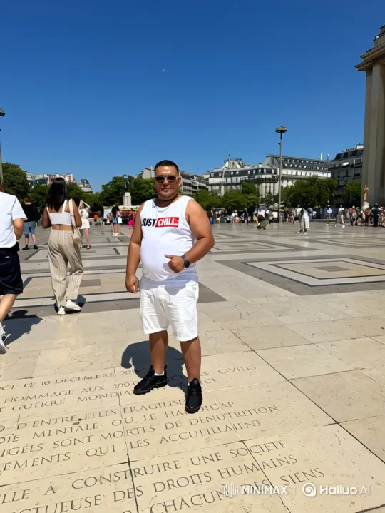 Dynamic Camera Movements Around a Man in a Plaza – AI Generated Video | Hailuo AI