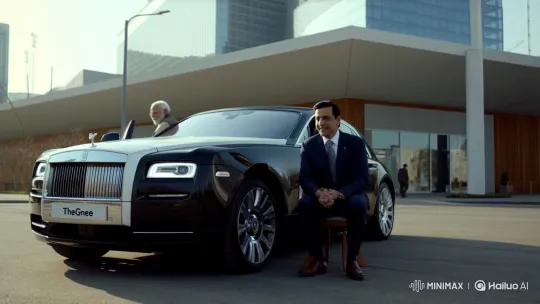 Narendra Modi Greets Man Exiting Rolls Royce on Urban Street – AI Generated Video | Hailuo AI
