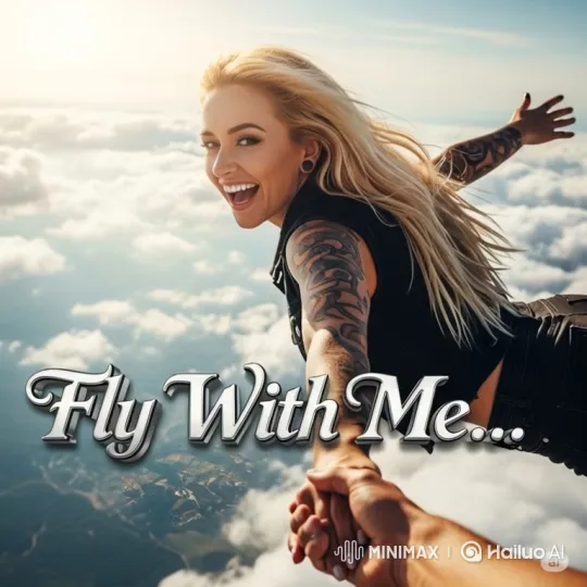 Joyful Flight: Couple Soars Above Clouds with Exhilarating Laughter – AI Generated Video | Hailuo AI
