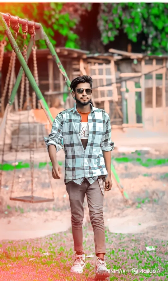 Stylish Young Man Walks Confidently in Park – AI Generated Video | Hailuo AI