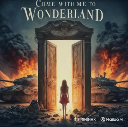 Young Girl Enters Peaceful Realm Through War-Torn Portal – AI Generated Video | Hailuo AI