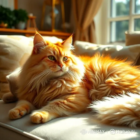 Regal Cat Adores Invisible Object on Couch – AI Generated Video | Hailuo AI