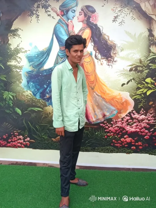 Young Man in Front of Mural, Gradually Smiling – AI Generated Video | Hailuo AI