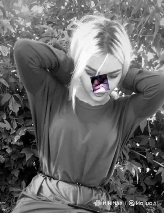 Young Woman in Pensive Pose with Moving Bushes – AI Generated Video | Hailuo AI
